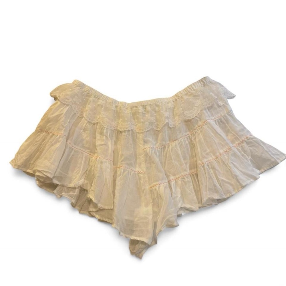 Free People In Full Swing Shorts White Lace Ruffle Boho M - Picture 6 of 14